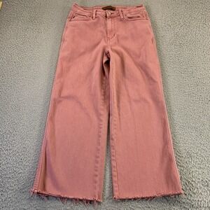 Judy Blue Wide Crop Jeans Womens 5 [Fits 28x24] Rose High Waisted Hem Garment